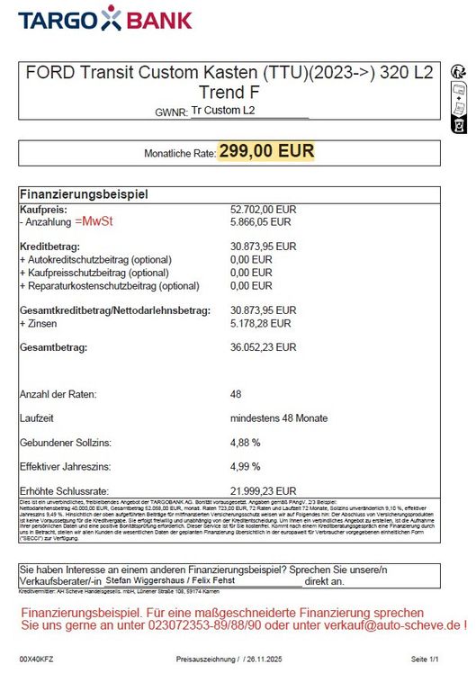 Ford Transit Custom 2025