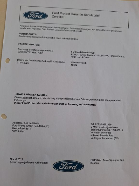 Ford Tourneo Custom 2025