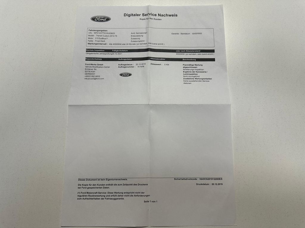 Ford Transit Custom 2020